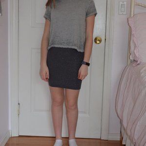 [Malibu Sugar] Grey Glittery Pencil Skirt